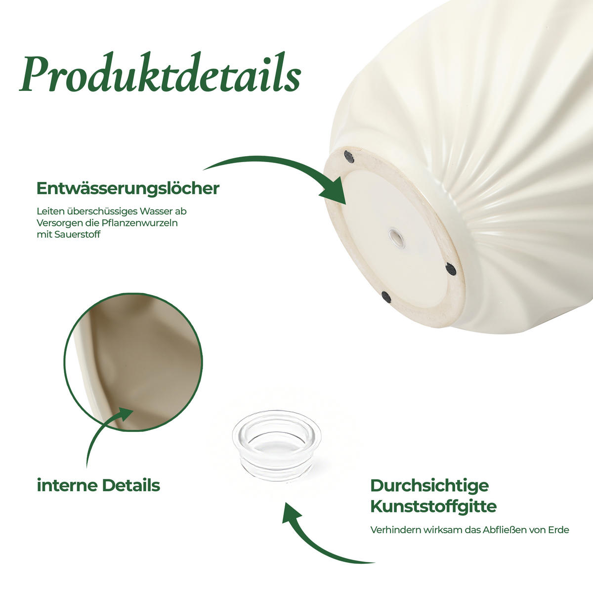KERAMIK Blumentopf 31x31cm - Weiß, Keramik (31.8cm) - Hometopia