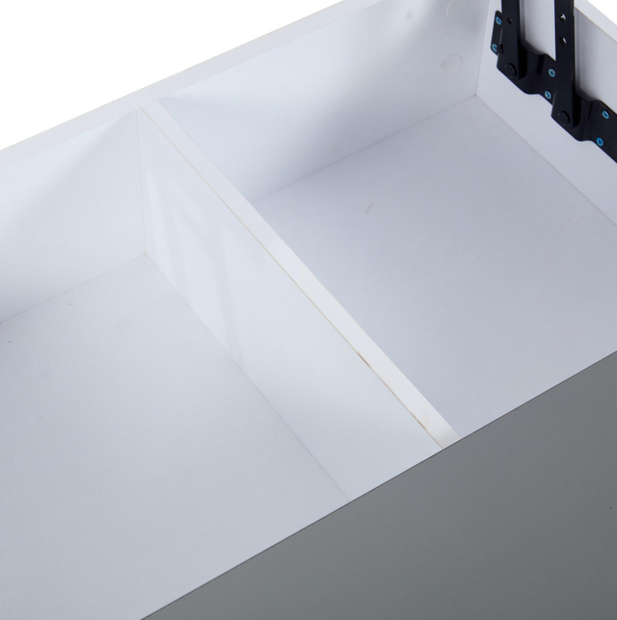 COUCHTISCH aus MDF 70x70x35 cm Weiß/Grau mit höhenverstellbarer Platte, Schublade und LED-Beleuchtung - Weiß, Holzwerkstoff (70/70/35cm) - Modfu