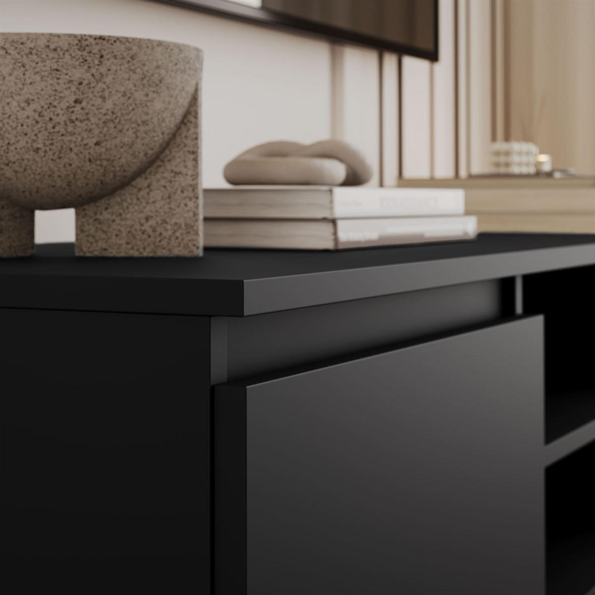 LOWBOARD HANA 140 cm Schwarz matt - Schwarz, Holzwerkstoff (140/36/40cm) - Lookway