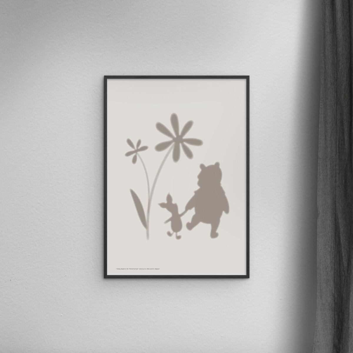 POSTER mit Rahmen Disney - Disney's Winnie the Pooh & Piglet Flower Silhouettes - Beige/Schwarz, Holz/Papier (30/40cm) - Poster&Frame