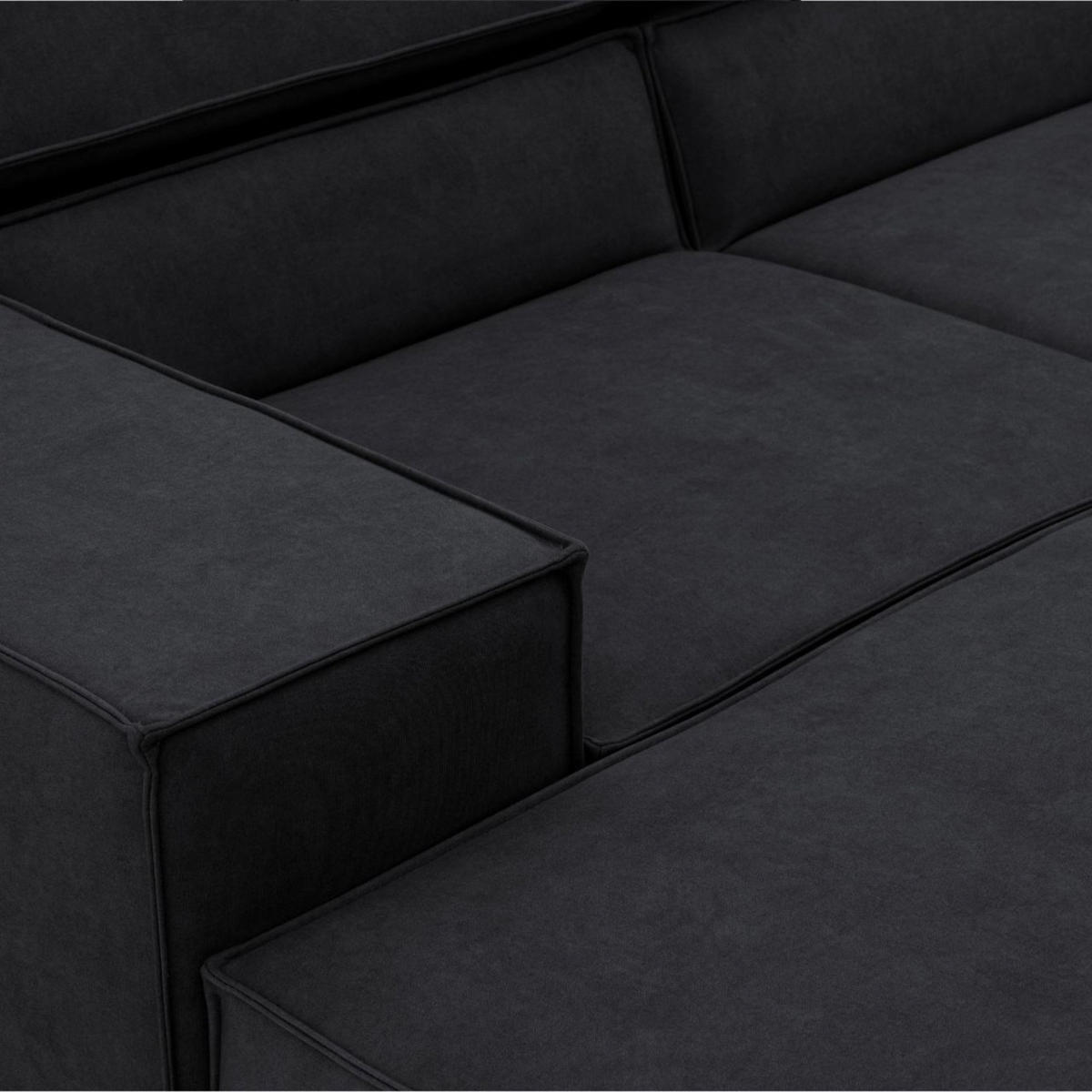 ECKSOFA PURE U Rechts mit Schlaffunktion 127x270 Velours Graphit - Graphitfarben/Schwarz, Holz/Textil (204/340cm) - Muffo