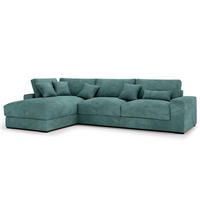 ECKSOFA mit Longchair - Blaugrau/Schwarz, Kunststoff/Textil (340/205cm) - home24