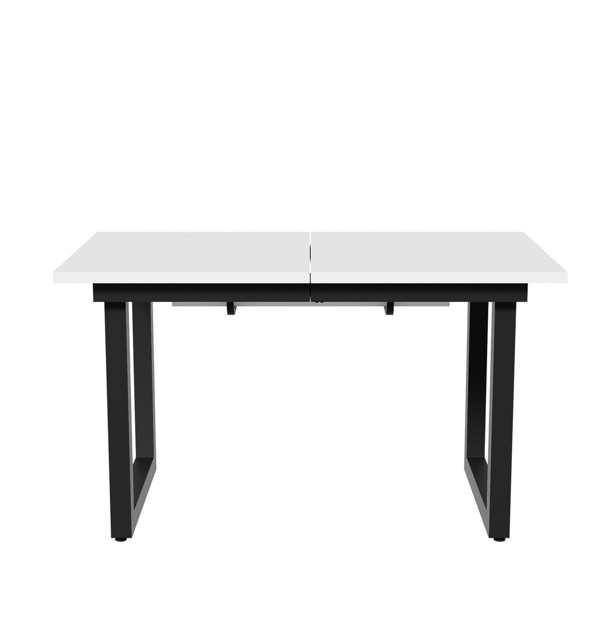 JÍDELNÍ stůl, 140/180/80/75 cm, MDF, bílá/černá, rozkládací - bílá, kompozitní dřevo (180/80/75cm) - BEAOK