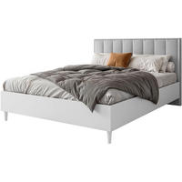 POLSTERBETT Stella 166/211/108 mit 1 Nachttisch grau - Weiß/Grau, Holzwerkstoff/Textil (160/200cm) - Beautysofa
