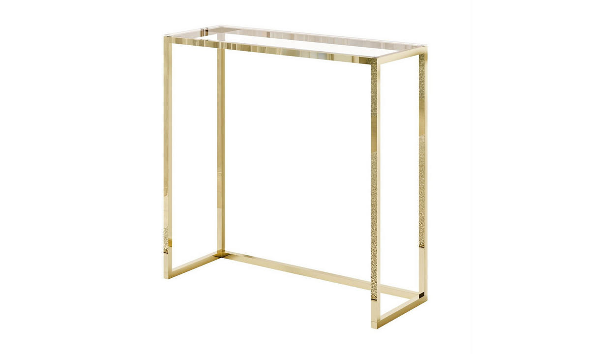 KONSOLE MODERN II GLASS 80/30/79 cm Goldchrom/Transparent - Transparent/Goldfarben, Glas/Metall (80/79/30cm) - Lookway
