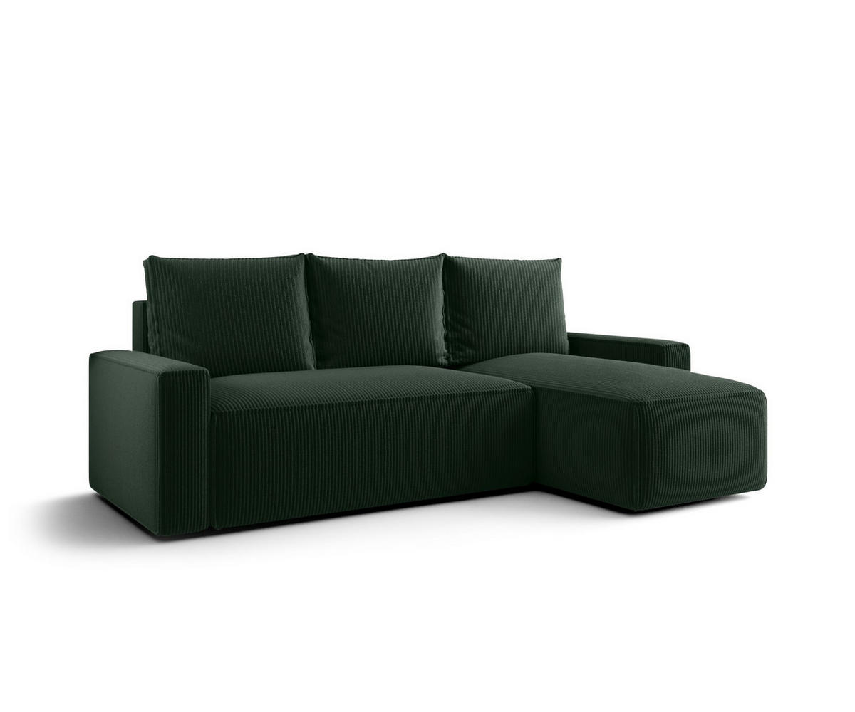 ECKSOFA mit Schlaffunktion SAVIO Poso 14 Rechts - Dunkelgrün, Textil (232/140cm) - Bedante