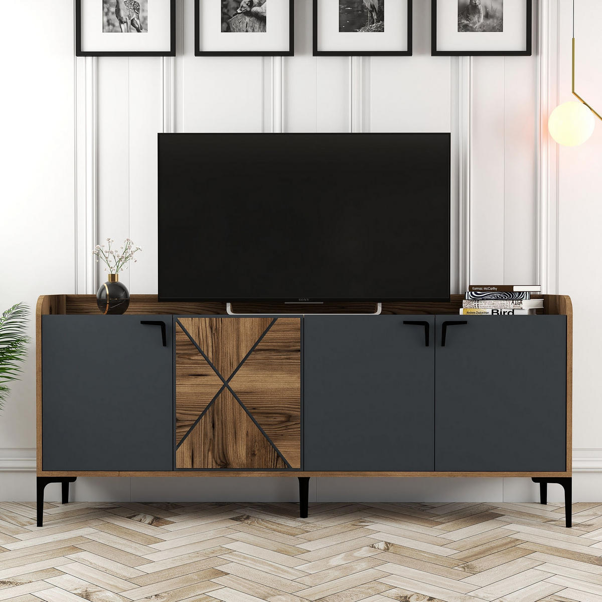 BUFFETSCHRANK venedik grau anthrazit - Grau, Holz (35/78/180cm) - Habitat Garten