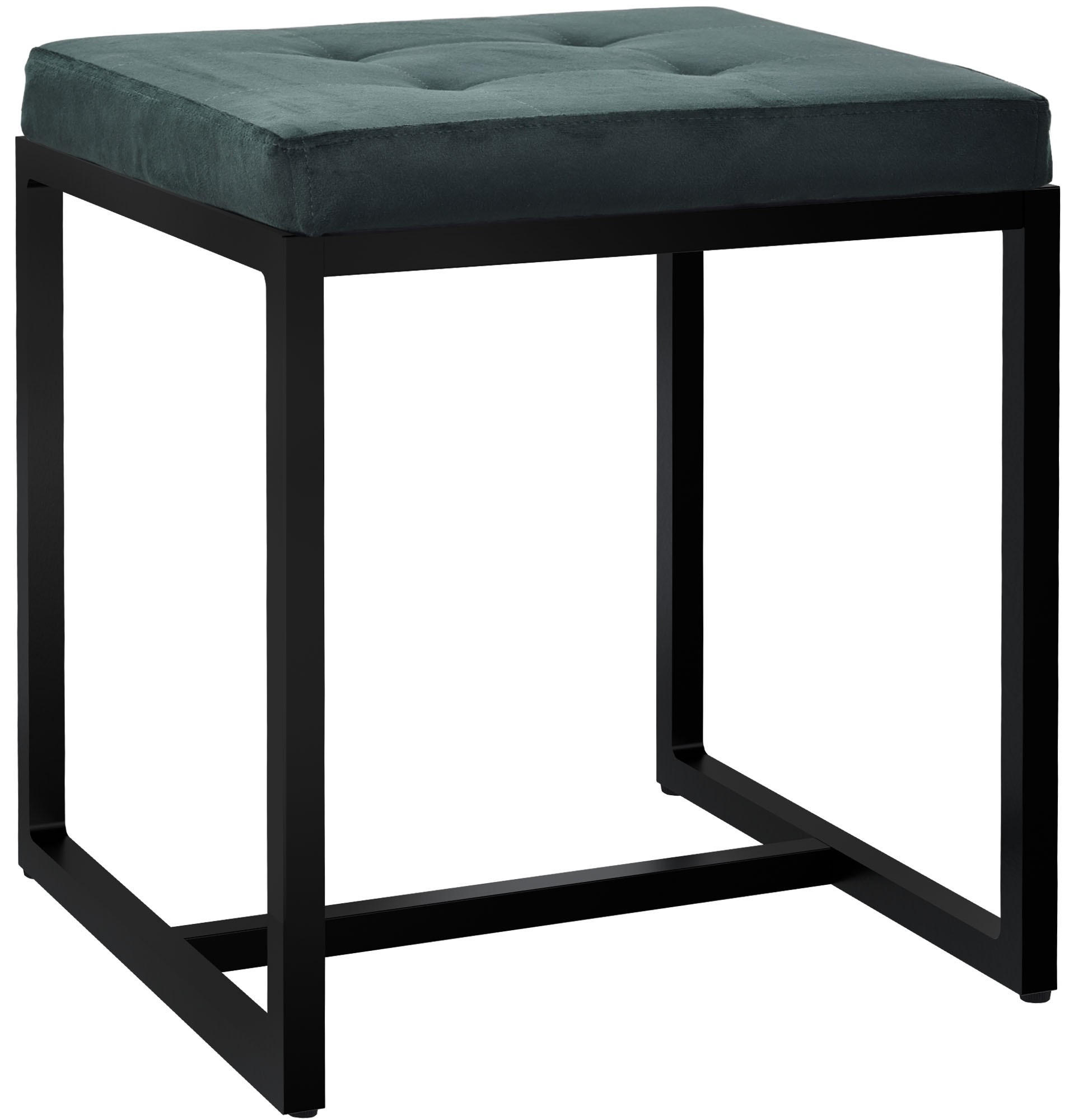 SITZWÜRFEL eckig 40/40/48 cm Samt grün - Schwarz/Grün, Textil/Metall (40/48/40cm) - CLP