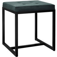 SITZWÜRFEL eckig 40/40/48 cm Samt grün - Schwarz/Grün, Textil/Metall (40/48/40cm) - CLP