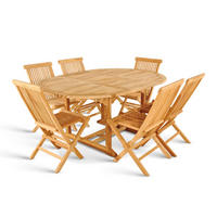 GARTENMÖBELSET 7TLG. BORNEO - Beige, Holz - SAM