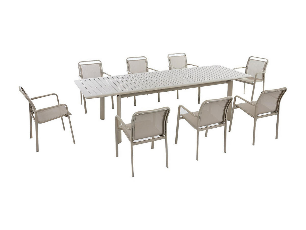 GARTENESSGRUPPE im Set - 8 -Sitzer - Aluminium - taupe - VELYRA - Braun, Metall - Vente-Unique