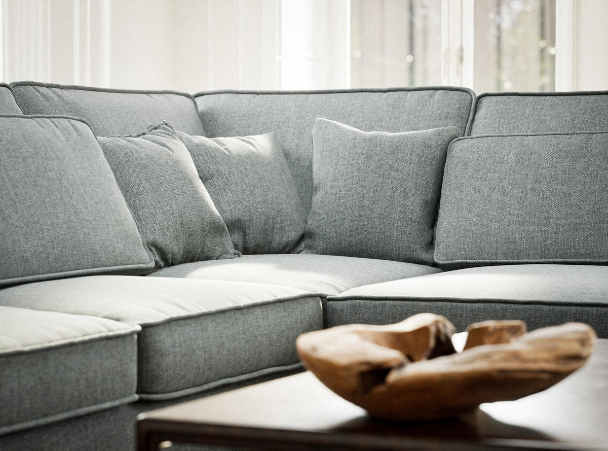 ECKSOFA Kirou Blau grau Webstoff - Rechts Seite - Blaugrau/Schwarz, Holz/Holzwerkstoff (225/311cm) - Maison de Reve