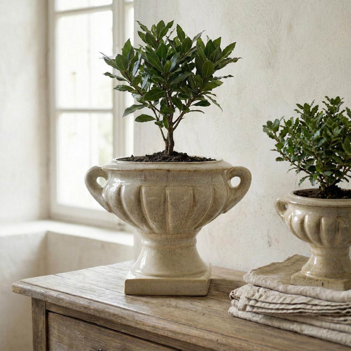 VASE Evam beige 26.5/21/21 Keramik - Beige, Keramik (21cm) - Mondex