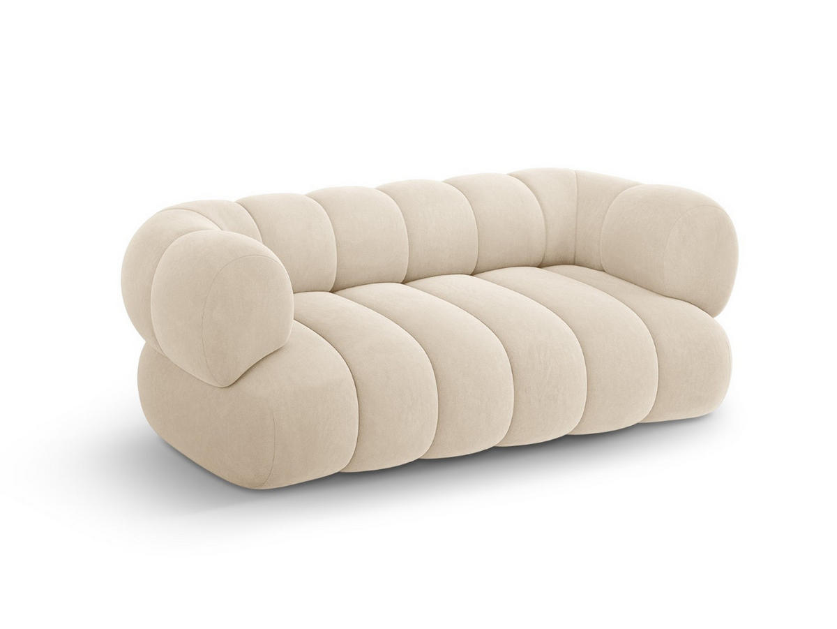 SOFA Koge aus Samt leichtes beige 2 Sitzplätze - Creme, Textil (95/70/180cm) - Cosmopolitan Design