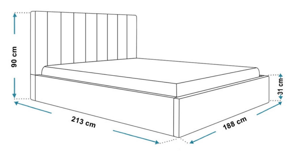 BETT Grau SIM 9 180x200 cm - Schwarz/Grau, Kunststoff/Textil (180/200cm) - Sepro Meble