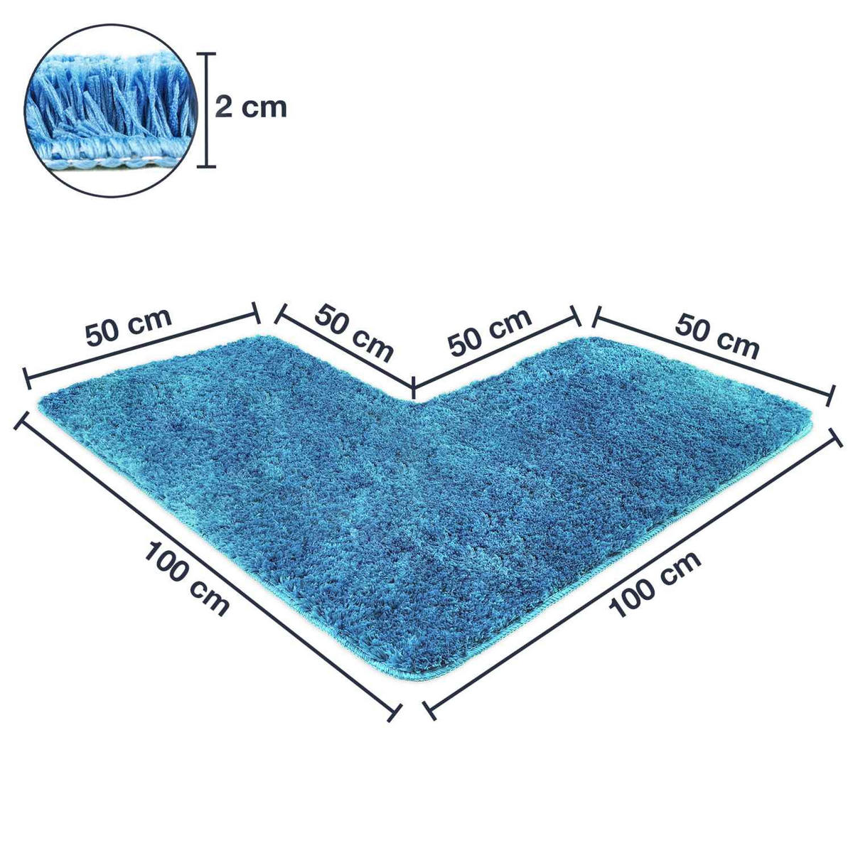 ECKBADEMATTE Florenz - Hellblau, Textil (100/100cm) - WohnDirect