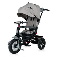 DREIRAD Jaguar 4 in 1 hellgrau Gummireifen, Sitz drehbar, Stange, verstellbar - Grau, Metall (120/53/103cm) - Lorelli