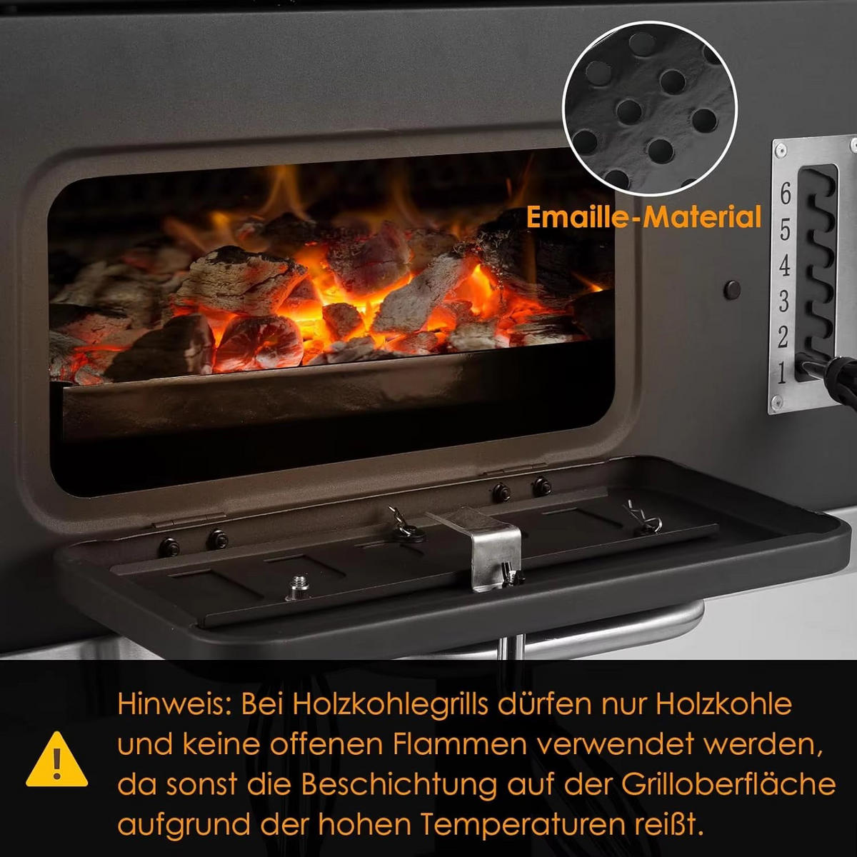 HOLZKOHLEGRILL XXL MIT ROLLEN UND SEITENTISCHEN - Schwarz, Metall (49/54cm)