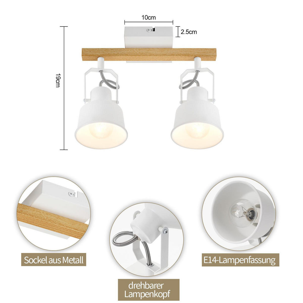 DECKENLEUCHTE Emerson 29/14/19cm - Weiß, Metall (29/14/19cm) - Nettlife