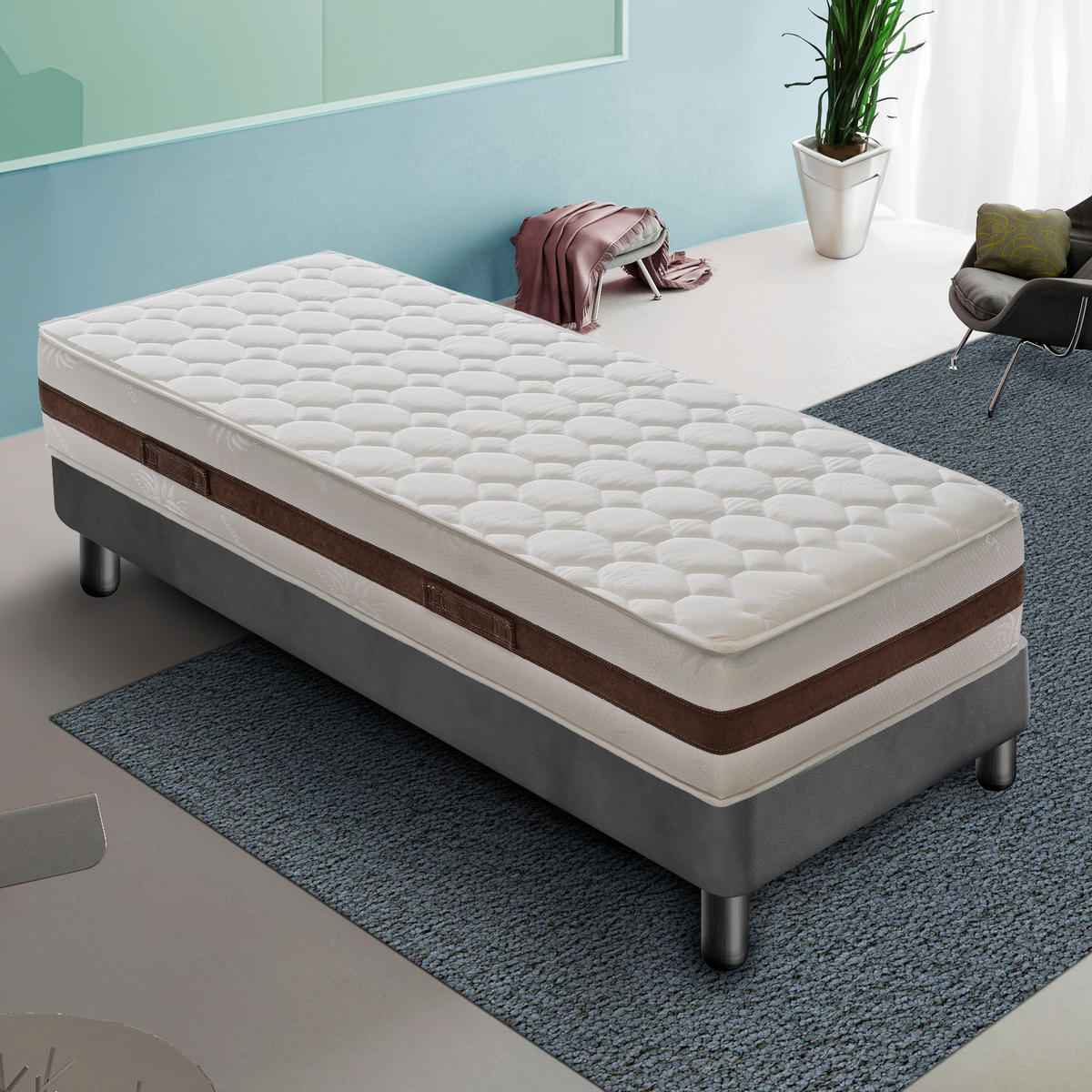 MATRATZE 100x200, Höhe 22 cm, Memory-Schaum, BOLSENA - Weiß, Textil (100/200cm) - iLoveSleep