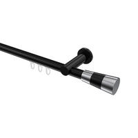 INNENLAUF-GARDINENSTANGEN-SET Platon Tanara 260 cm (geteilt in 2 x 130 cm), 1-läufig, 20 mm Ø Schwarz - Chromfarben/Schwarz, Metall (260cm) - INTERDECO