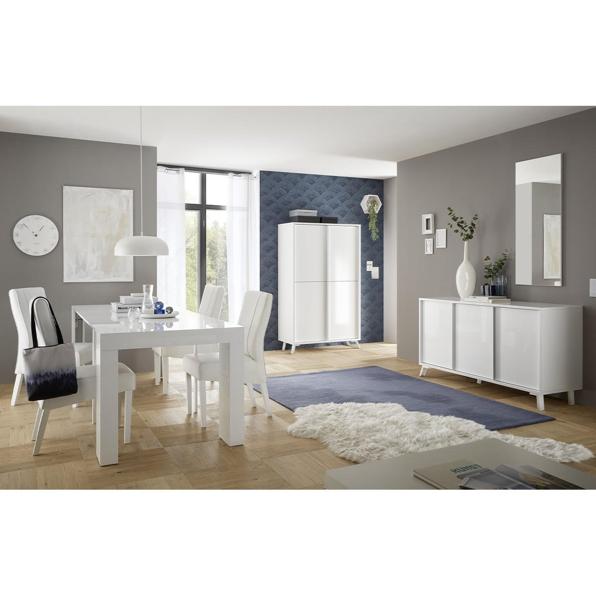 SIDEBOARD mit 3 Türen L156 cm - City - Weiß, Holzwerkstoff (40/84/156cm) - Calicosy