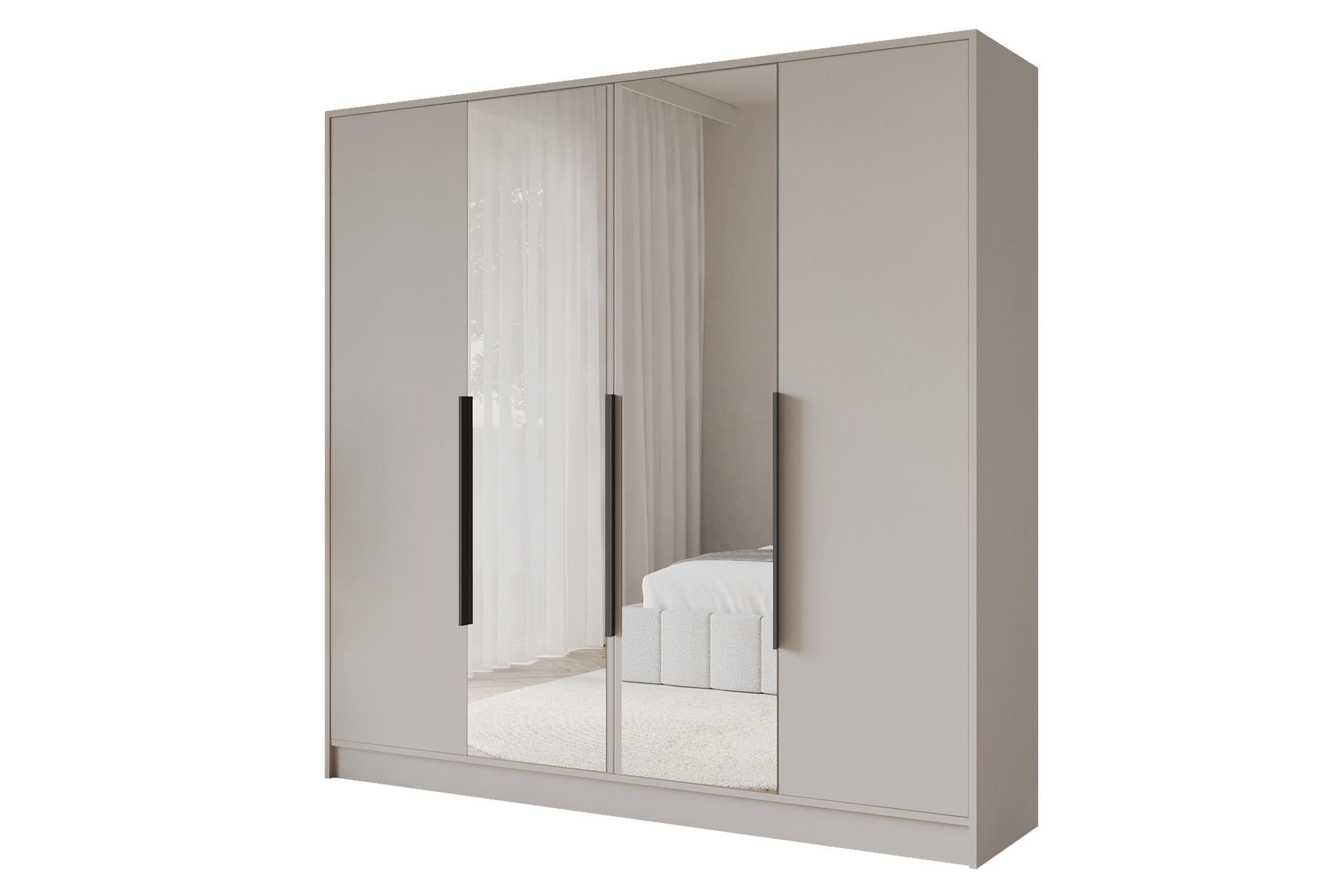Altdecor Kleiderschrank Kaschmir, Schwarz 200x200x51 cm
