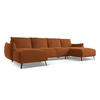 WOHNLANDSCHAFT Samt Stoff Orange - Terra cotta/Schwarz, Textil/Metall (317/86/162cm) - Makamii