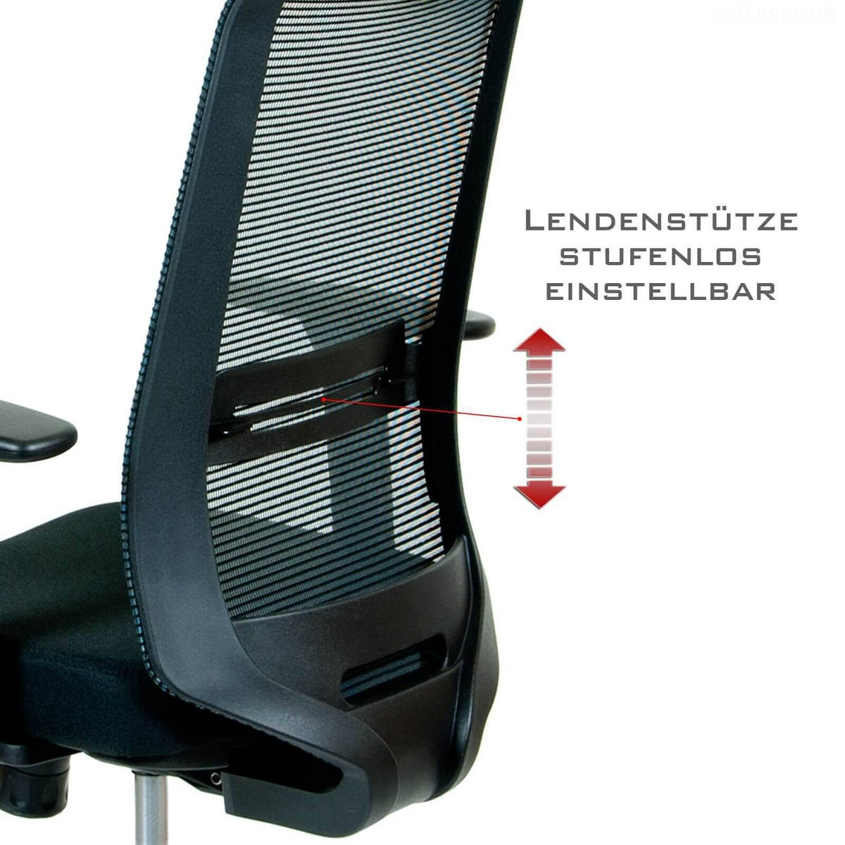 BÜROSTUHL Tanda Stoff/Mesh Schwarz - ergonomisch, 150 kg belastbar, Sitzhöhe 49-61cm - Schwarz, Kunststoff/Textil (65/102/68cm) - Versee
