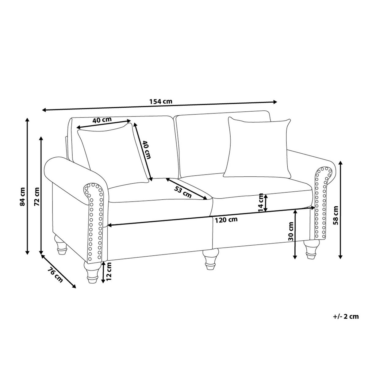 2-SITZER-SOFA cremeweiß Ginnerup - Dunkelbraun/Weiß, Textil (154/84/76cm) - Beliani