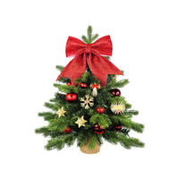 LAALU WEIHNACHTSBAUM geschmückt künstlich STRAW DECORATION 60 cm mit LED-Beleuchtung IN FLOWER - Rot/Braun, Kunststoff (60cm) - LAALU