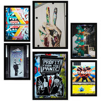 POSTER Set Mit 6 Graffiti Straßenkunst A3 & A4 Schwarzer Rahmen - Schwarz, Papier (29/3cm) - Nacnic