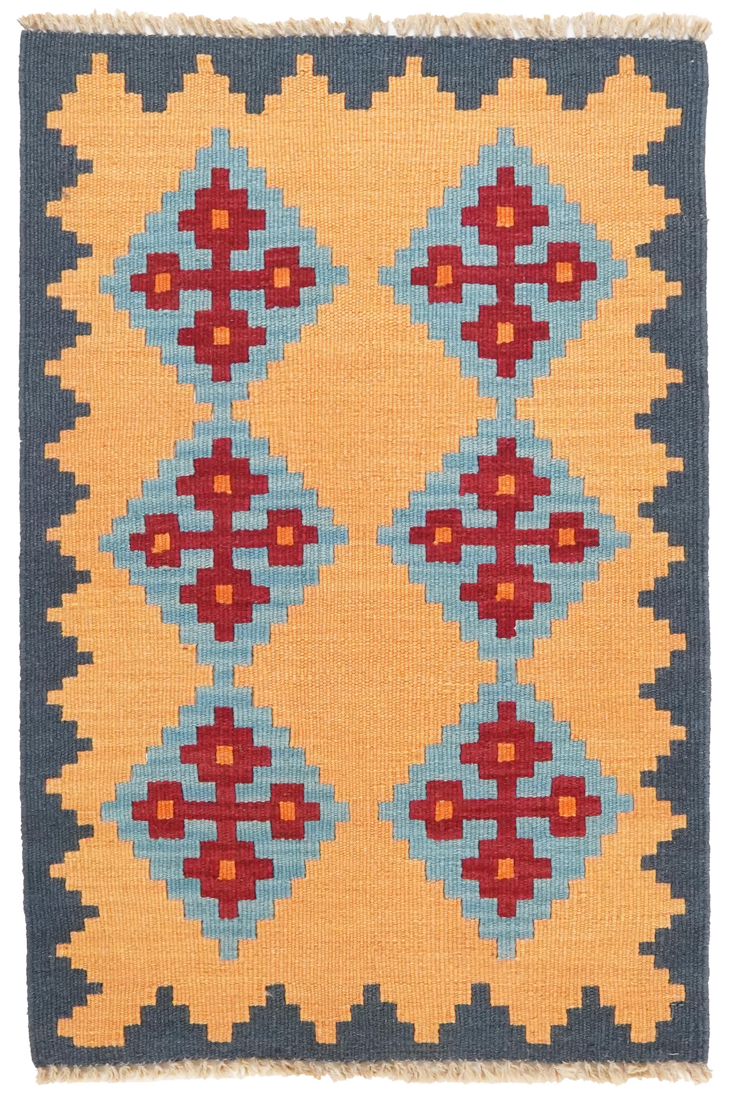 HANDWEBTEPPICH Kelim Gashgai Gelb 97/60 cm Schurwolle - Gelb, Textil (60/97cm) - Looma