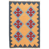 HANDWEBTEPPICH Kelim Gashgai Gelb 97/60 cm Schurwolle - Gelb, Textil (60/97cm) - Looma