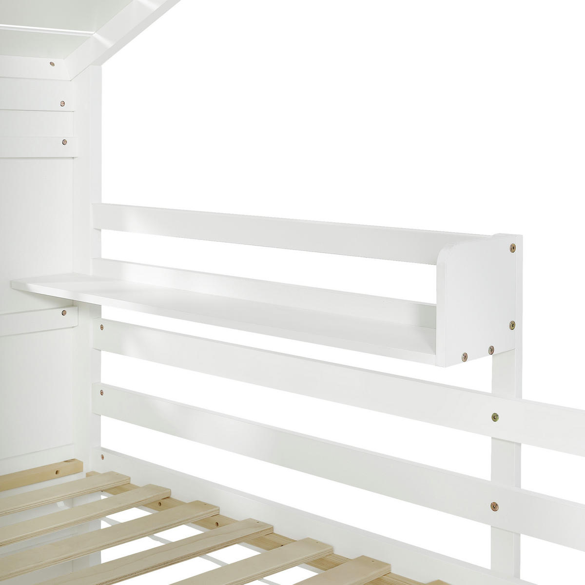 HAUSBETT 90/200 cm Weiß, Grau - Weiß/Grau, Holz/Holzwerkstoff - Raumix