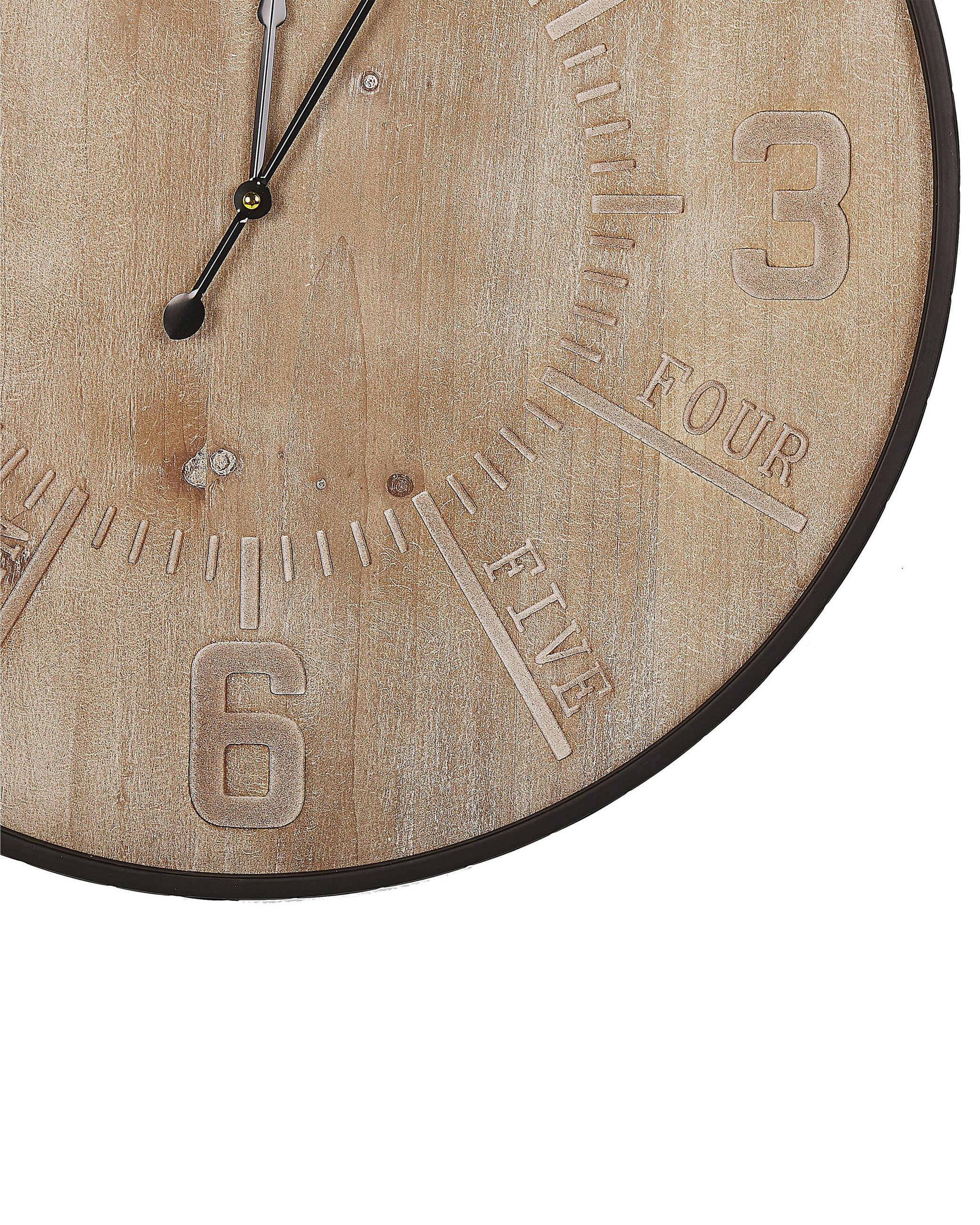 Beliani Wanduhr Hellbraun 60x60x5 cm