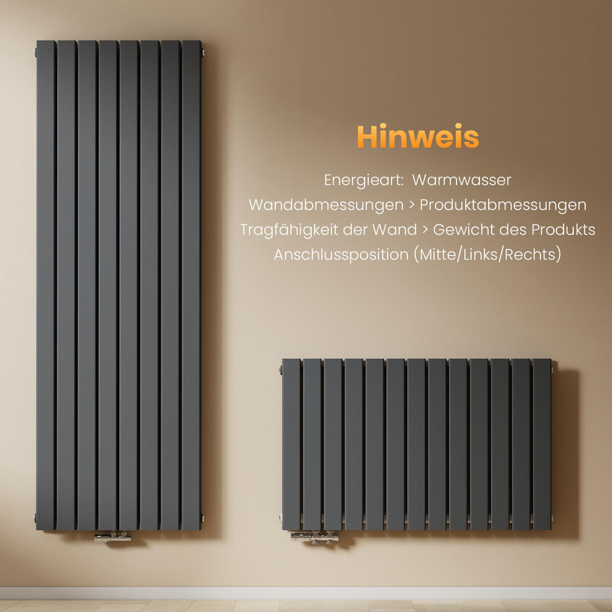 HEIZKÖRPER Flachheizkörper Anthrazit 180/62/6,3 cm - Anthrazit, Metall (62/180/6.3cm) - EMKE