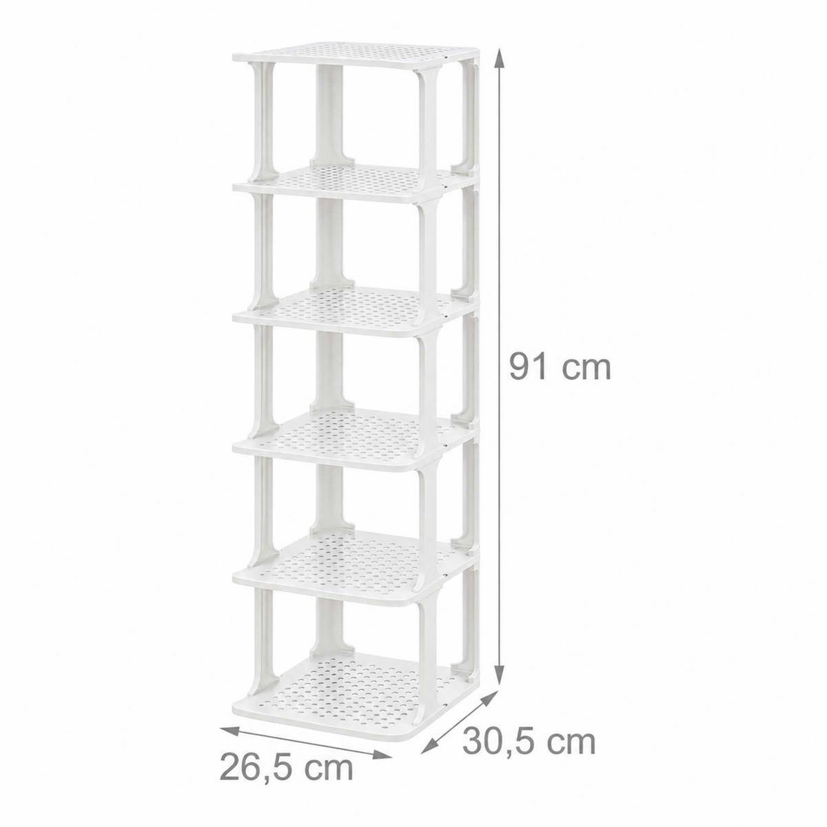 REGÁL Bílý na boty stohovatelný 6dílné-balení - bílá, plast (26.5/91/30.5cm) - Relaxdays