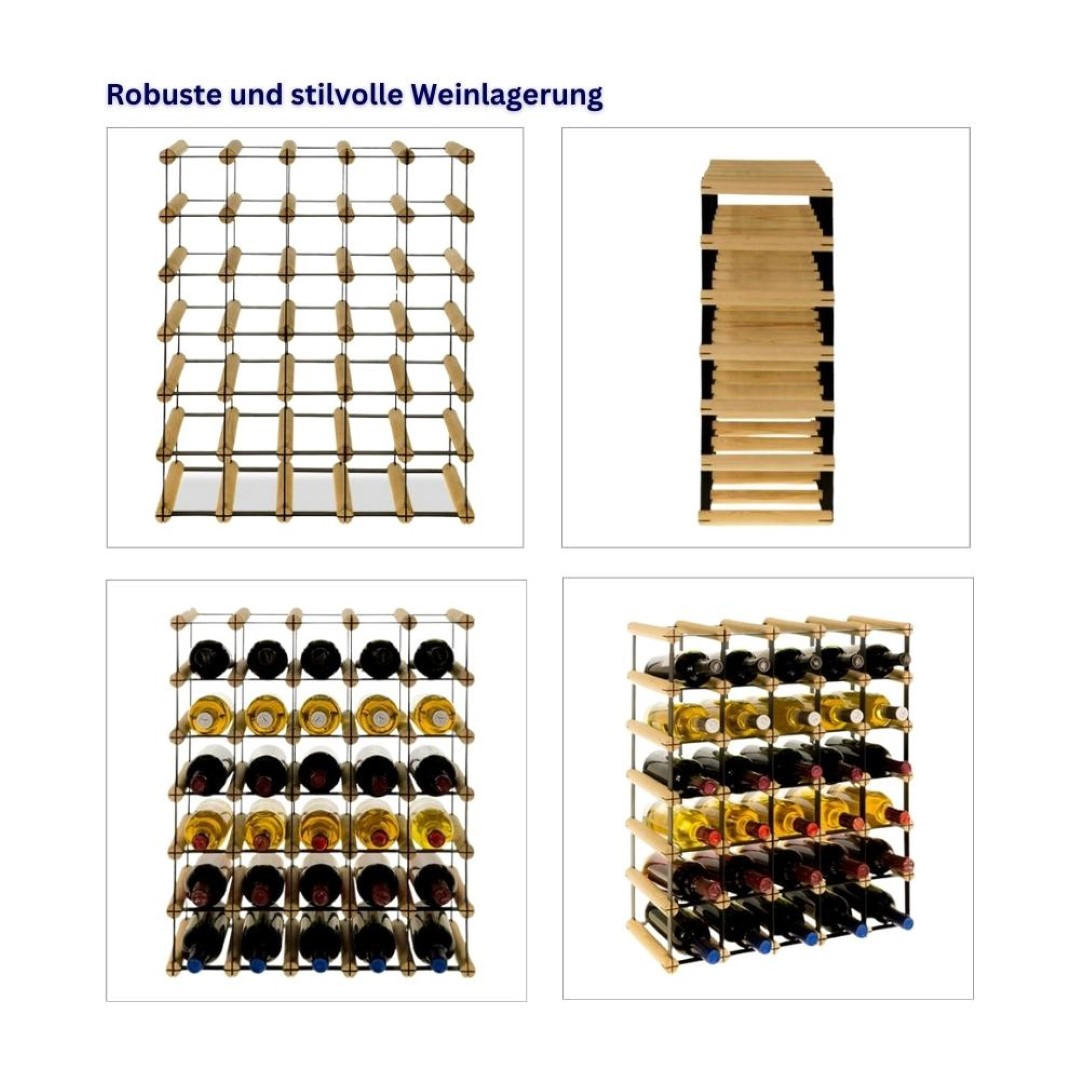 WEINREGAL Vinotega Mod Metal 62,5x52,5x24,5 cm 5x6 Flaschen Massives Kiefernholz Braun Geölt - Braun, Holz (52.5/62.5/24.5cm) - PROREGAL