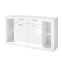 SIDEBOARD Meran weiß Hochglanz 150 / 43 / 83cm - Weiß Hochglanz/Eichefarben, Holz/Holzwerkstoff (150/83/43cm) - Feldmann-Wohnen