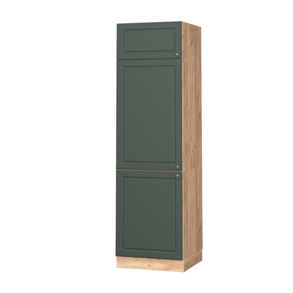 KÜCHENSCHRANK Fame-Line Grün-Gold Landhaus 60 cm - Honigeiche/Eiche Wotan, Holzwerkstoff (60/206.8/58.1cm) - Vicco