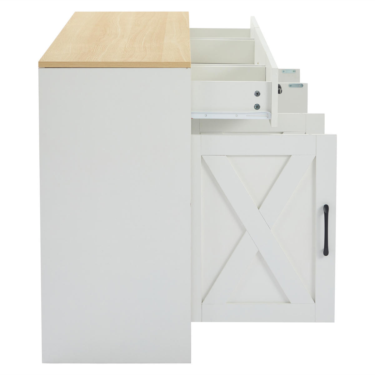 SIDEBOARD 160/37/75 cm in Weiß mit 3 Schubladen und 4 Türen - Weiß, Holzwerkstoff (160/75/37cm) - CHICFURN