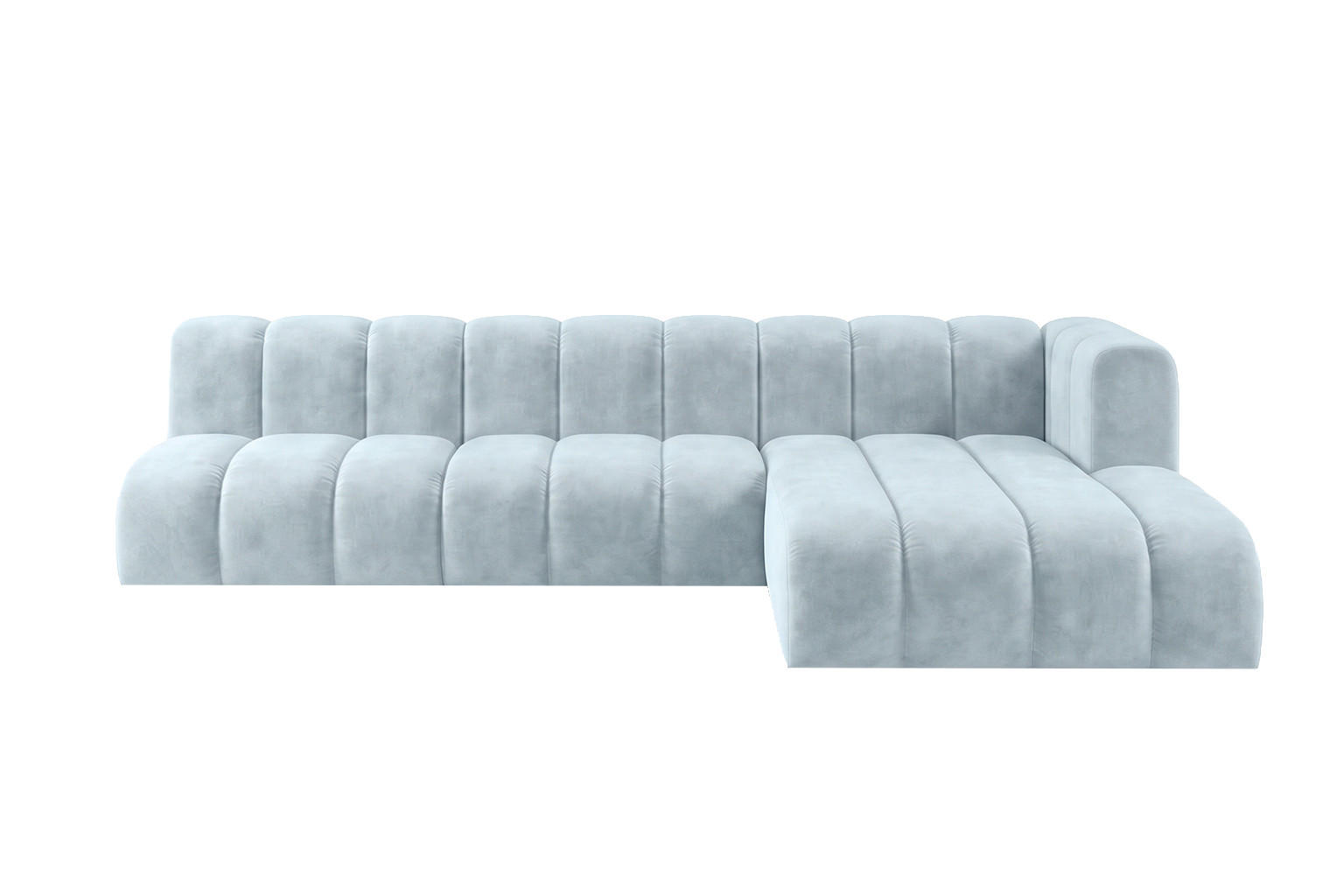 ECKSOFA Modulares In L-Form, Velvet-Stoff Riviera, Babyblau, Rechts, GRAND 295 cm - Hellblau, Holz (295/179cm) - Kaiser Möbel