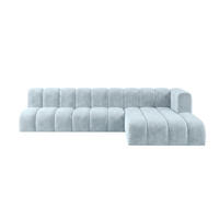 ECKSOFA Modulares In L-Form, Velvet-Stoff Riviera, Babyblau, Rechts, GRAND 295 cm - Hellblau, Holz (295/179cm) - Kaiser Möbel