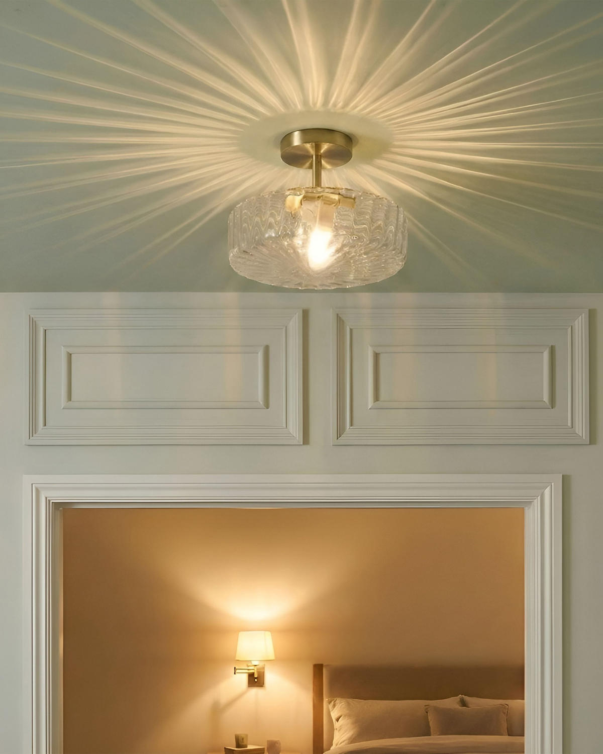 DECKENLAMPE Transparent Siepre - Transparent/Goldfarben, Glas (30/30/22cm) - Beliani