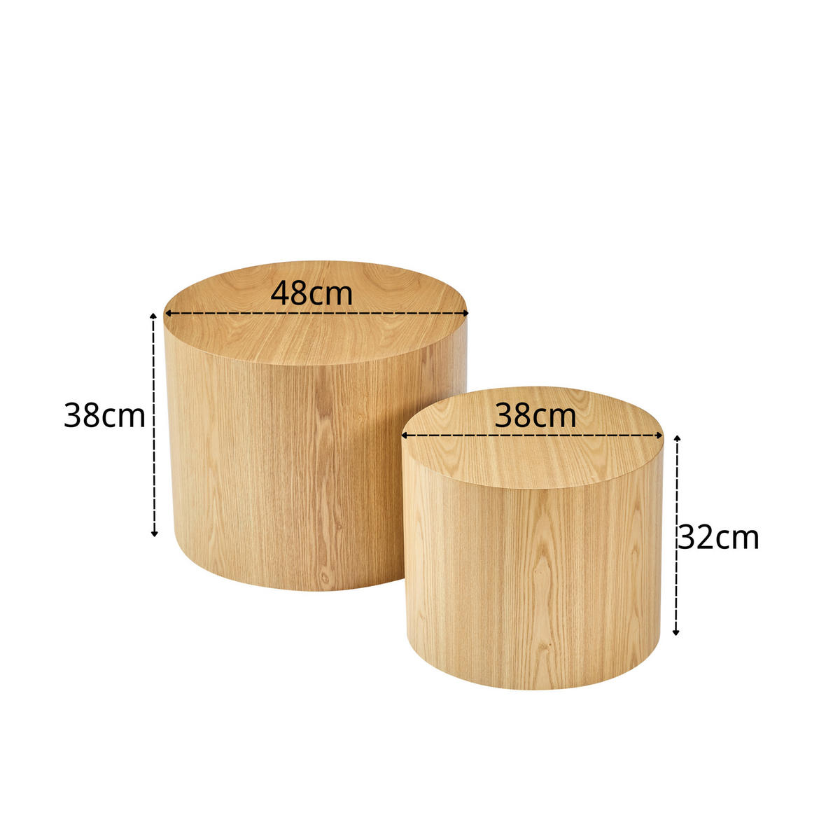 COUCHTISCH aus MDF in Natur mit Nesting-Design im 2er-Set - Naturfarben, Holzwerkstoff (48/48/38cm) - Modfu