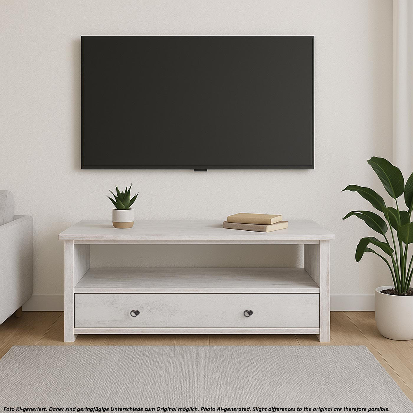 TV-RACK FERNSEHTISCH LOWBOARD Reinweiß - Weiß, Holz (110/53/39cm) - MCW