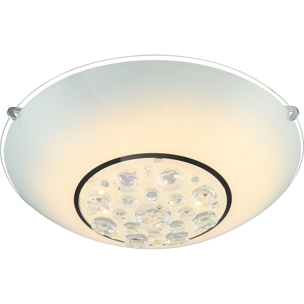 LED DECKENLEUCHTE Metall Kristalloptik Silber - Silberfarben, Glas (30/30/11cm)