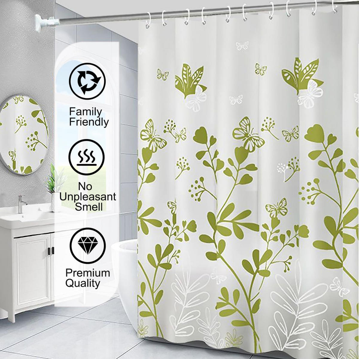 DUSCHVORHANG – 180 x 200 cm – inklusive Haken - Multicolor, Kunststoff (180/200cm)
