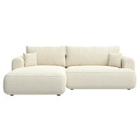 ECKSOFA Ovo Hellbeige Webstoff-Bezug - Ecru/Schwarz, Kunststoff/Textil (260/165cm) - Selsey